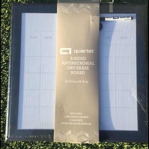 14x14" 2-Sided Antimicrobial Dry Erase Board with Over-The-Door Hanger - Quartet - Picture 1 of 3